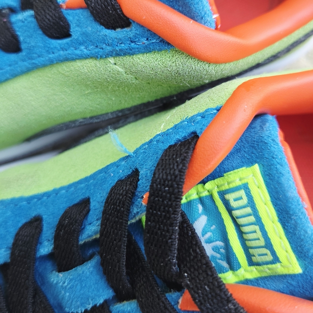 Puma Kids' Blue & Green Suede Low-Top Sneakers - Picture 7 of 10